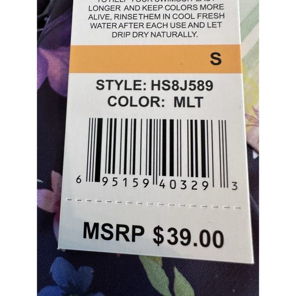 HOBIE Bikini Swimsuit Halter Top Purple Tropical‎ Floral Women's Sz S NWT - Picture 6 of 7